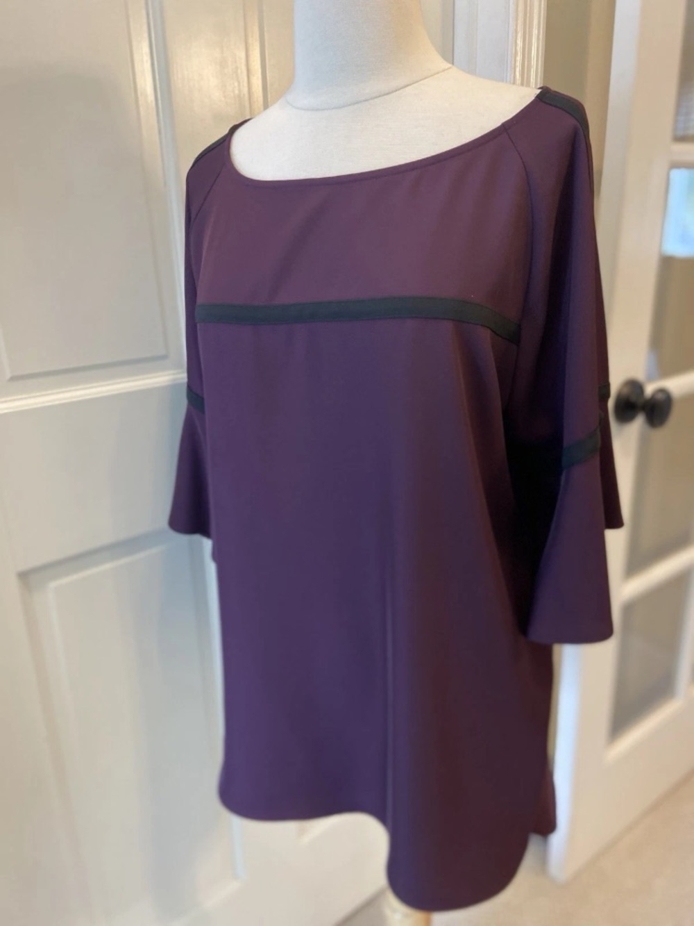 Calvin Klein Plum Purple Bell Sleeve Blouse Top Sz S